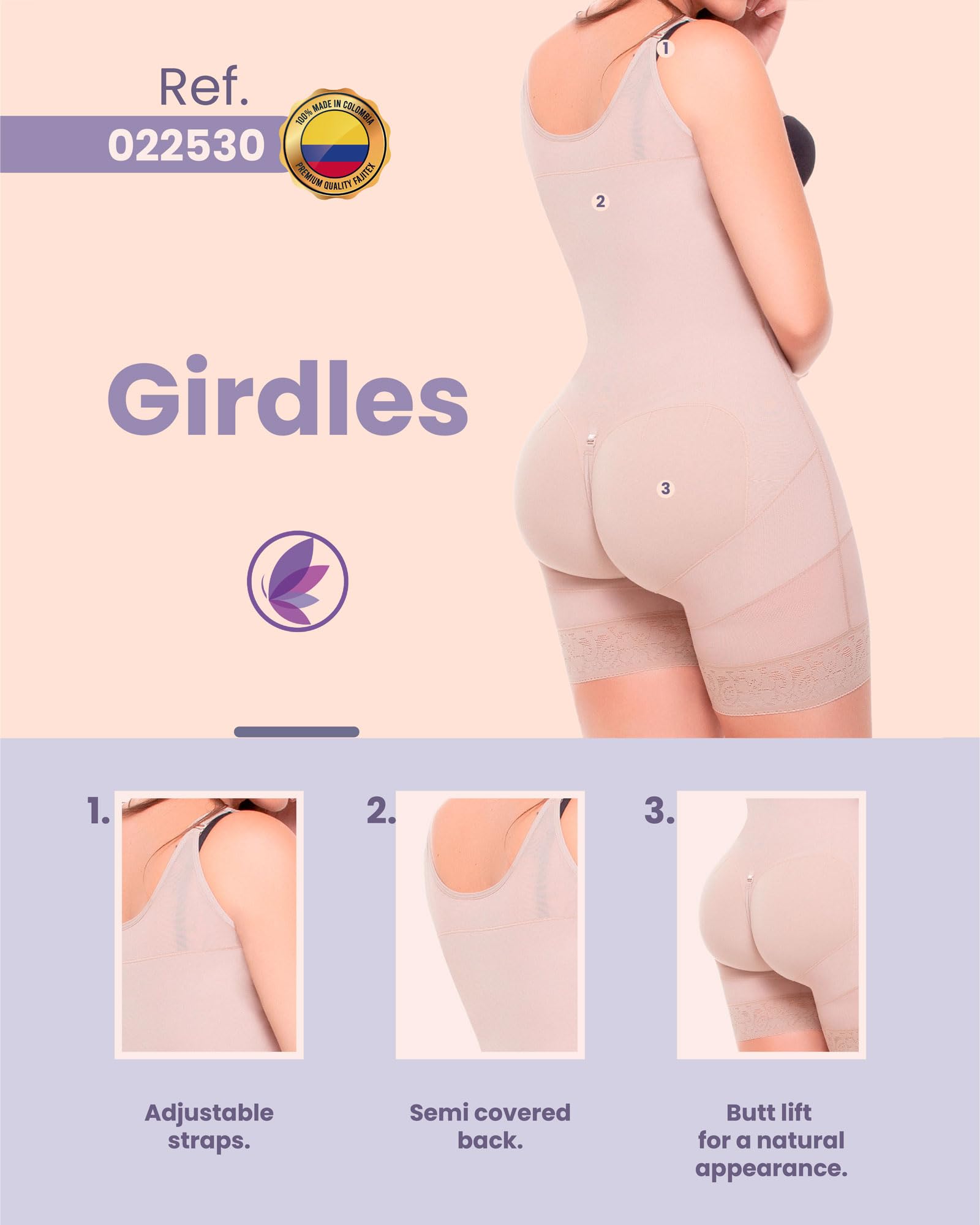Colombian High Compression Shapewear Fajas - Butt Lifting BBL Faja 022530 for Body Contouring & Waist Training | Perfect for Postpartum Recovery, Workouts & Special Occasions