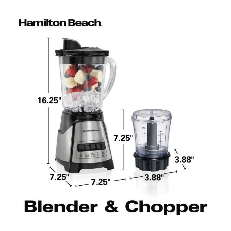HAMILTON BEACH Power Elite Blender with Chopper 58149C - 1000W High-Speed Blender for Smoothies, Shakes & Food Prep - Perfect for Kitchen, Home & Restaurant Use