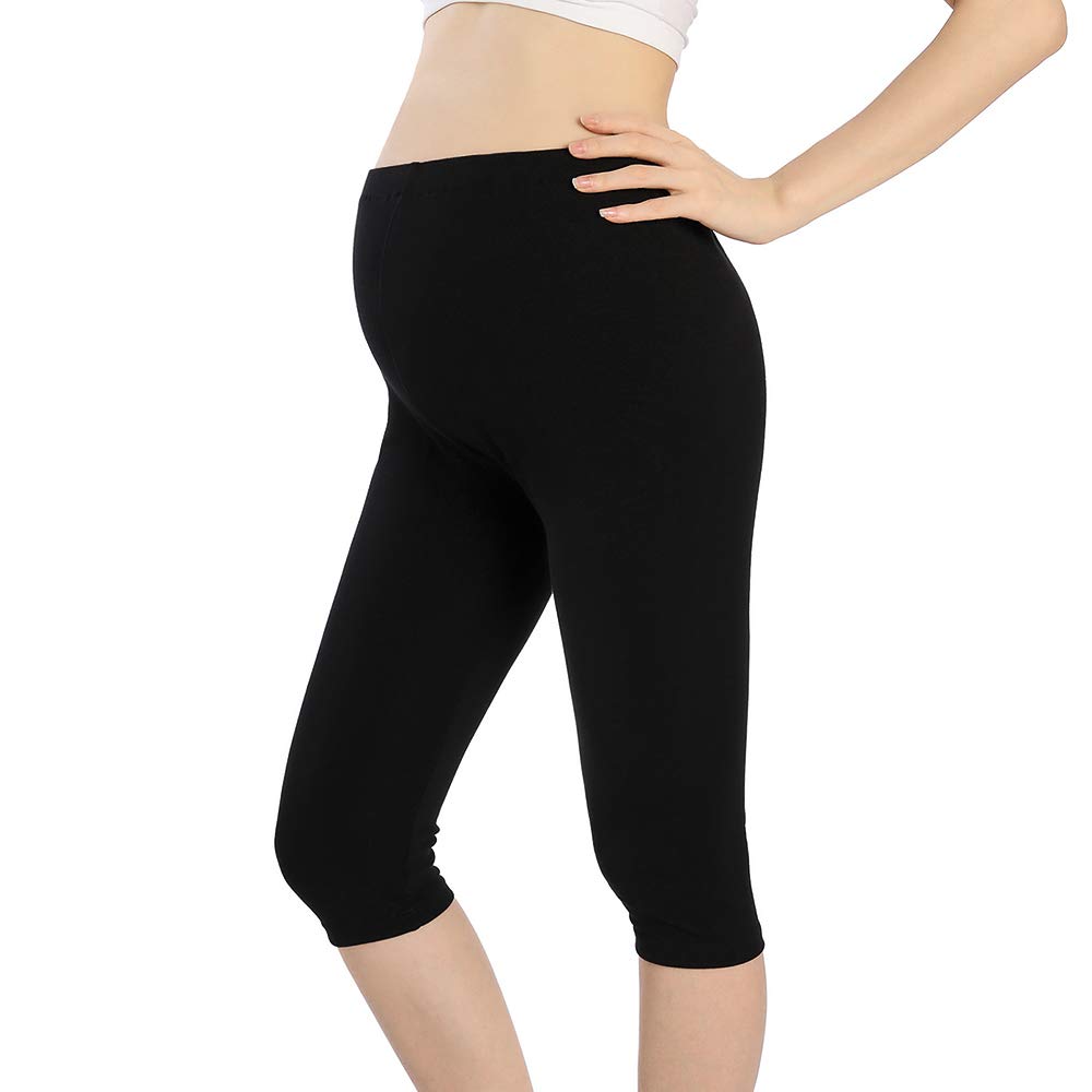 QingWan Maternity Shorts - Over The Belly Pregnancy Capri Leggings for Women, Comfortable Workout Shorts for Yoga, Gym & Everyday Wear