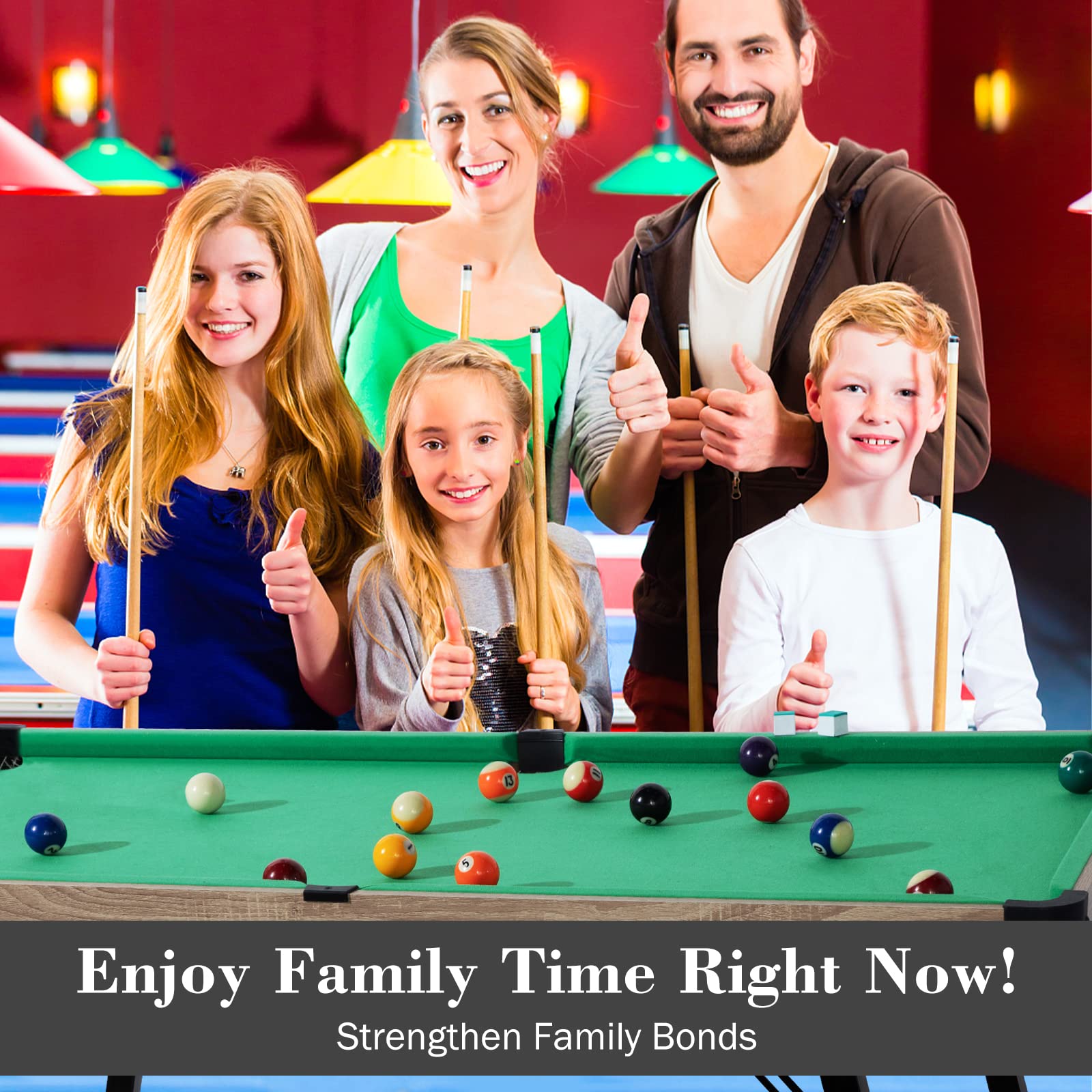 4.5ft Folding Pool Table for Kids & Adults - Portable Billiards Game Set with 2 Cue Sticks, 16 Balls, Triangle & Chalk - Indoor/Outdoor Family Game Room Entertainment for Parties & Recreation