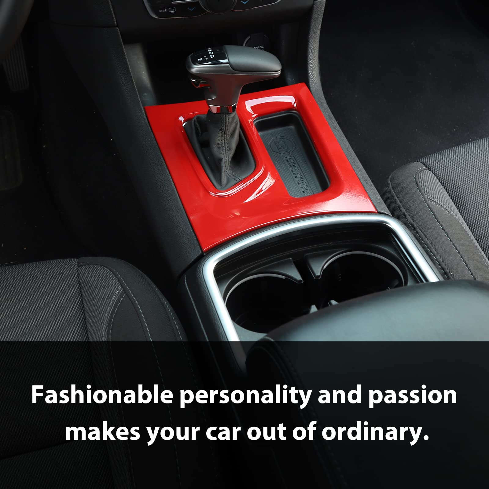 CheroCar Red Gear Shift Panel Trim for Dodge Charger 2015-2021 - Premium Center Console Upgrade Accessory (Perfect for Interior Customization & Car Enthusiasts)
