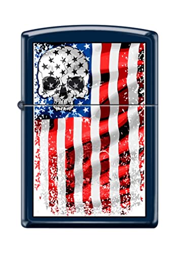 Skull American Flag Stripe Navy Matte Z5174