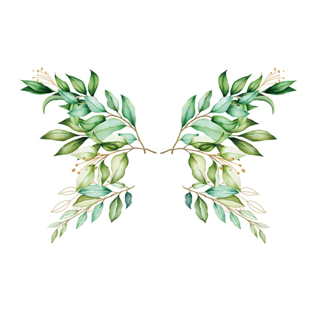 BenRan Branch Green Leaf Wall Stickers - PVC Removable Self-Adhesive Decals for Home Decor, Nursery, Bedroom & Living Room Wall Design