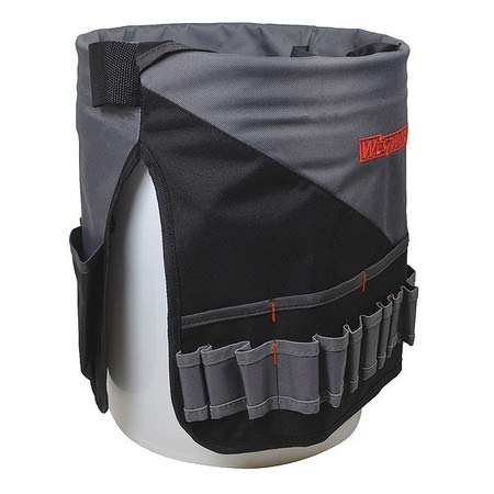 Heavy-Duty Bucket Tool Organizer - Black & Gray Polyester Storage Pouch for Paint Brushes, Cleaning Supplies & Gardening Tools - Perfect for DIY, Home Improvement & Workshop Organization