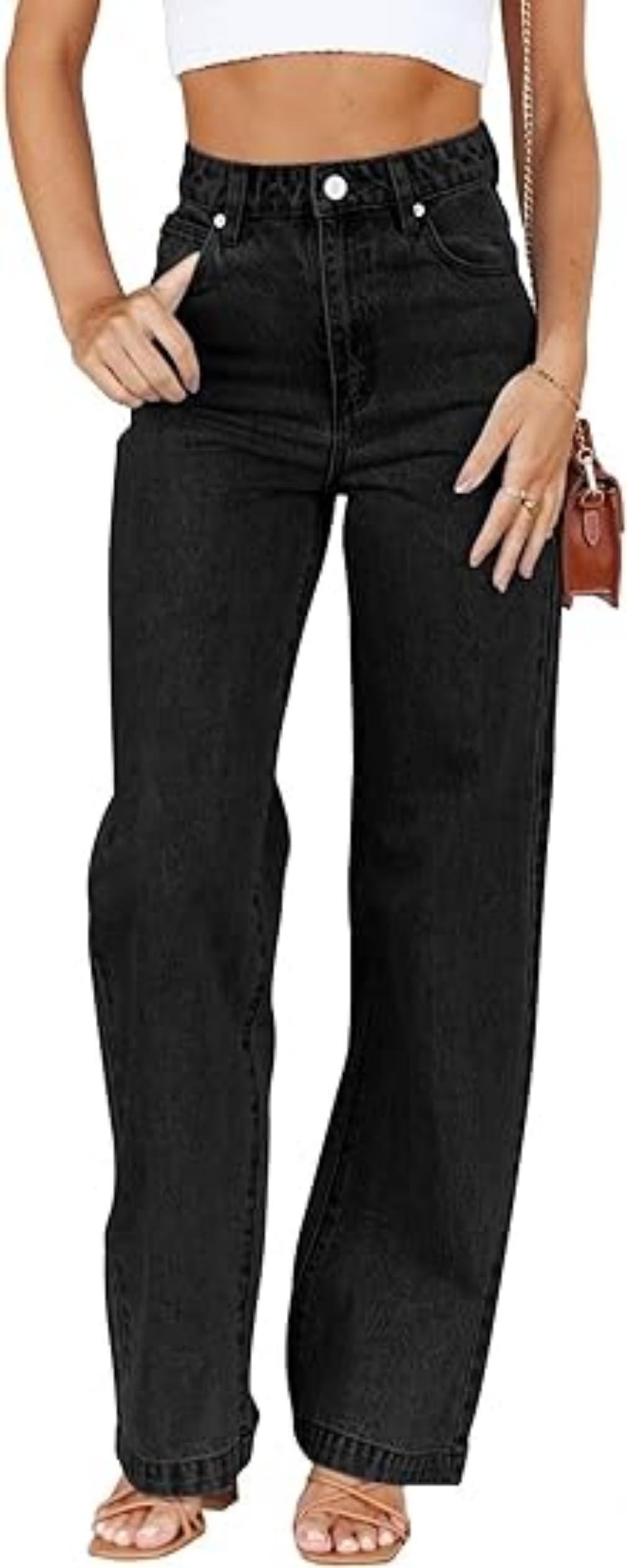Women's Boyfriend Jeans - Mid Waist Straight Leg Loose Fit Lightweight Stretchy Denim Pants for Casual Wear | Perfect for Everyday Outfits, Weekend Errands & Coffee Dates