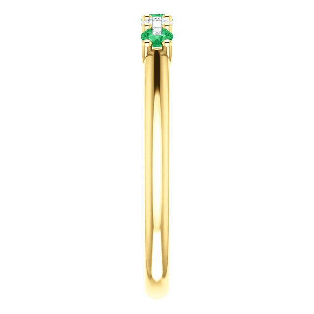 14K Gold 0.18 CTW Emerald & 0.12 CTW Diamond 5-Stone Wedding Band Ring - Elegant Anniversary Gift for Her, Perfect for Engagement, Promise Rings & Special Occasions