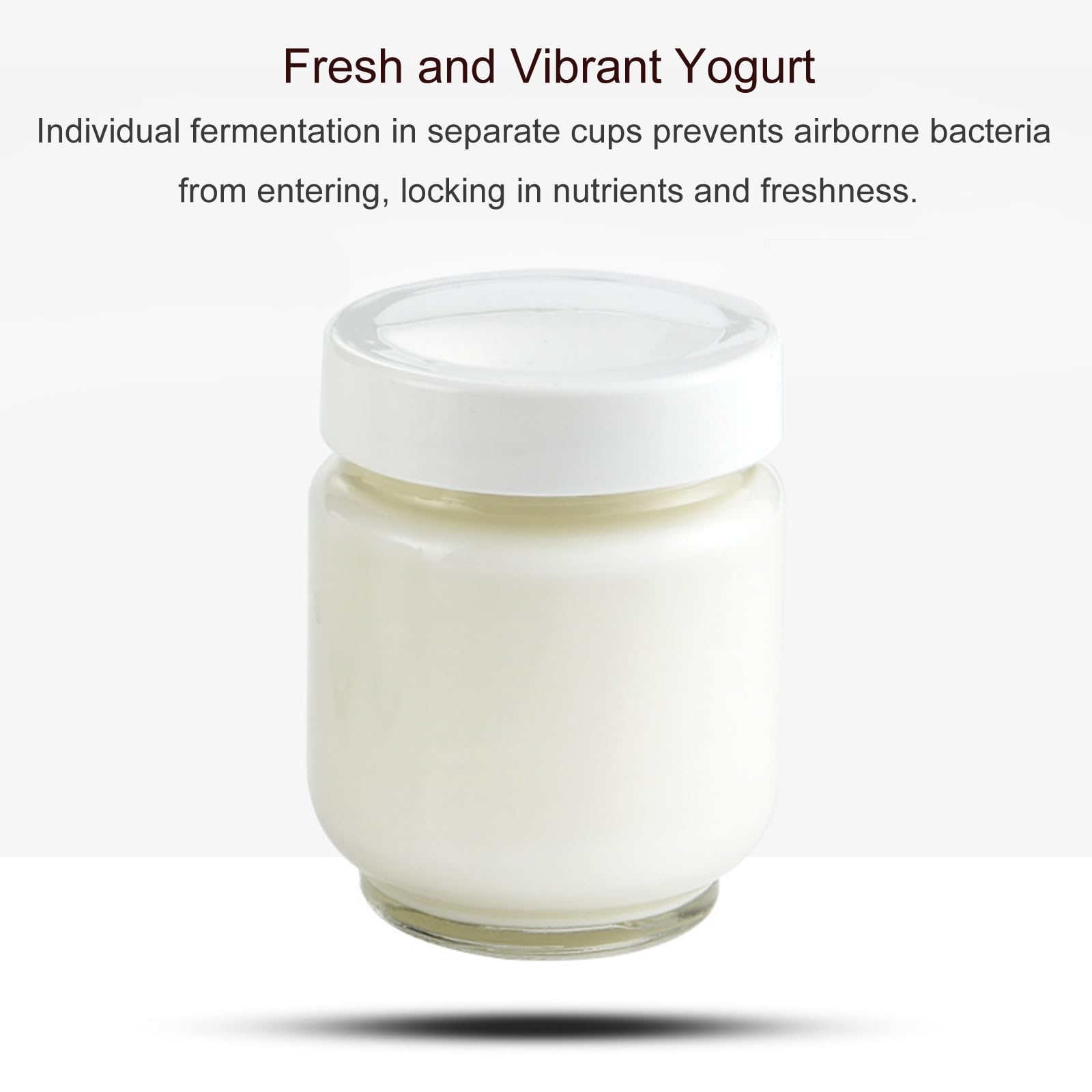 1.7L Automatic Yogurt & Natto Maker Machine with Timer, Temperature Control - 7 Glass Jars Included for Greek Yogurt, Rice Wine & Fermented Foods - Perfect for Home Kitchens & Healthy Lifestyles