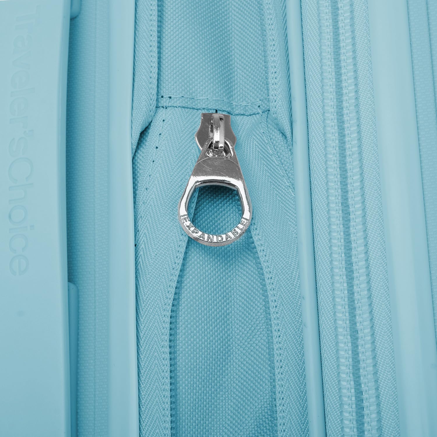 Traveler's Choice Pagosa Durable Expandable Hardshell Spinner Luggage - Baby Blue Check-in Suitcase for Air Travel, Business Trips & Family Vacations
