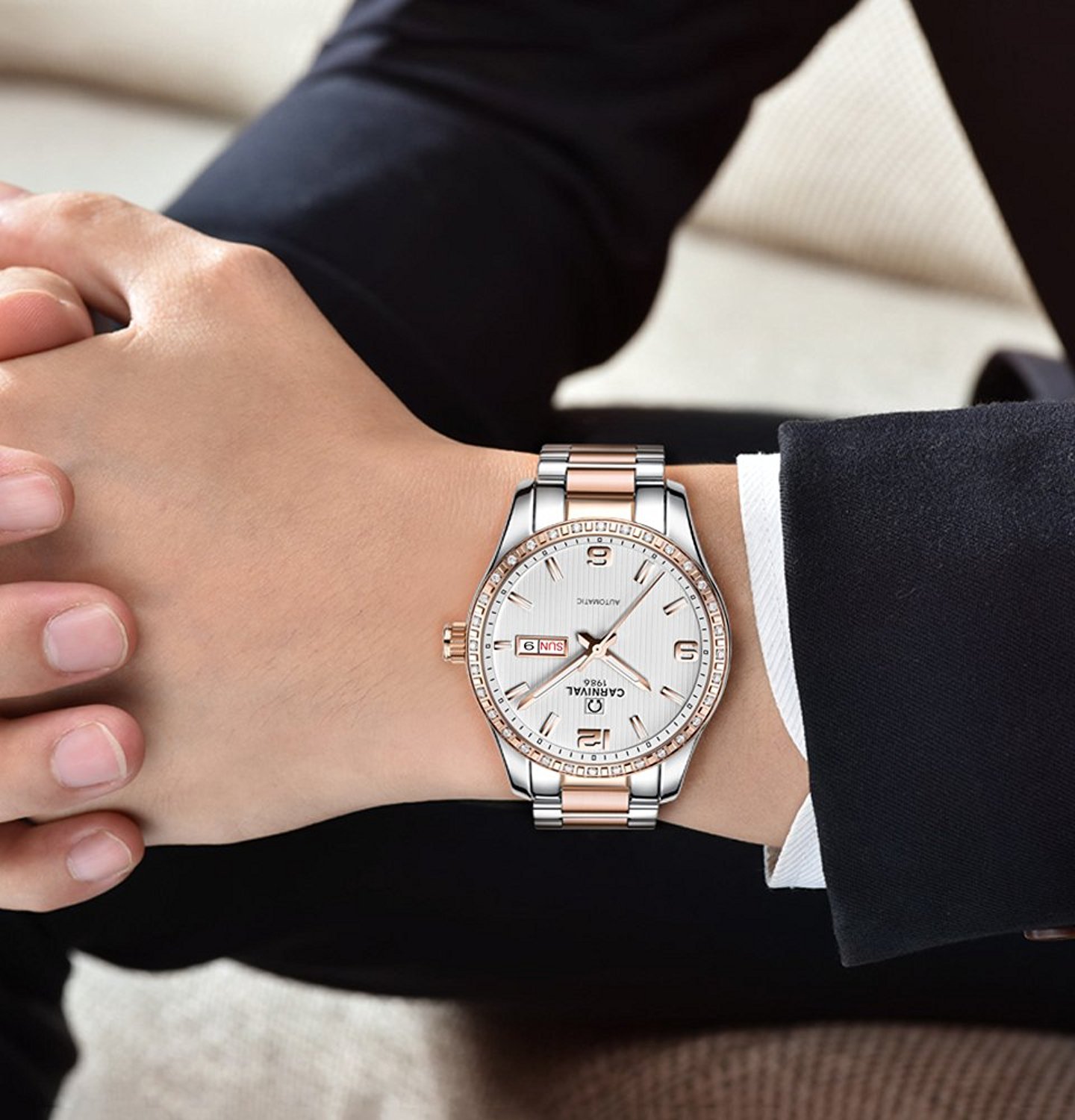 **Stylish Automatic Mechanical Couple Watches Set for Men & Women - Luxury Dress Watches for Him & Her - Perfect for Anniversaries, Weddings & Date Nights**