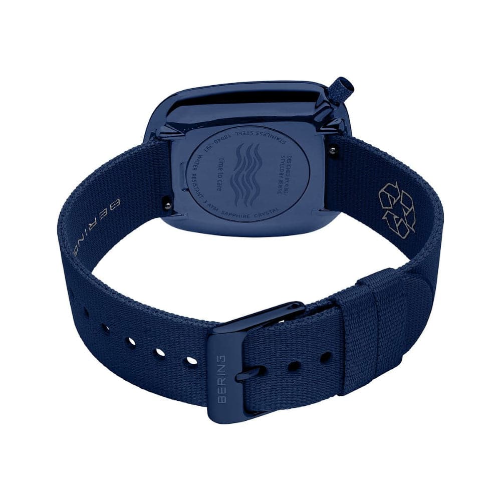 Bering Pebble Blue Dial Unisex Watch with NATO Strap - Waterproof Minimalist Watch for Men & Women - Perfect for Everyday Wear, Outdoor Activities & Fashion Accessories