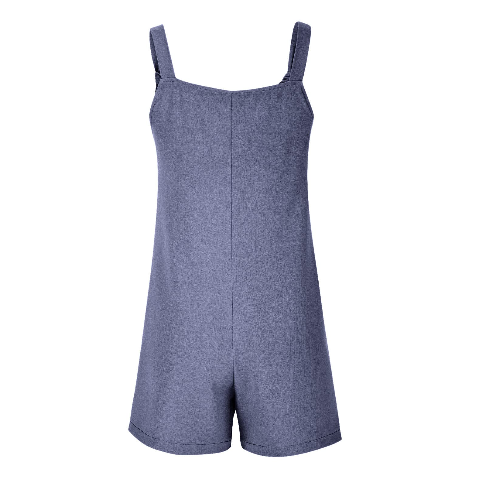 Women's Summer Overalls - Loose Fit Sleeveless Romper with Knot Strap & Pockets | Casual Jumpsuit for Beach, Picnic & Outdoor Activities