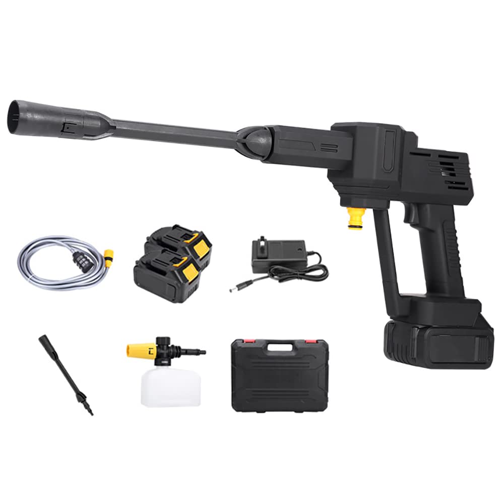Dushiabu 21V Cordless Pressure Washer with 2X4Ah Batteries - 5M Hose & Foam Pot - 2Mpa Portable Electric Power Washer for Car, Bike, Patio, Driveway Cleaning - Ideal for Home, Garage & Outdoor Use