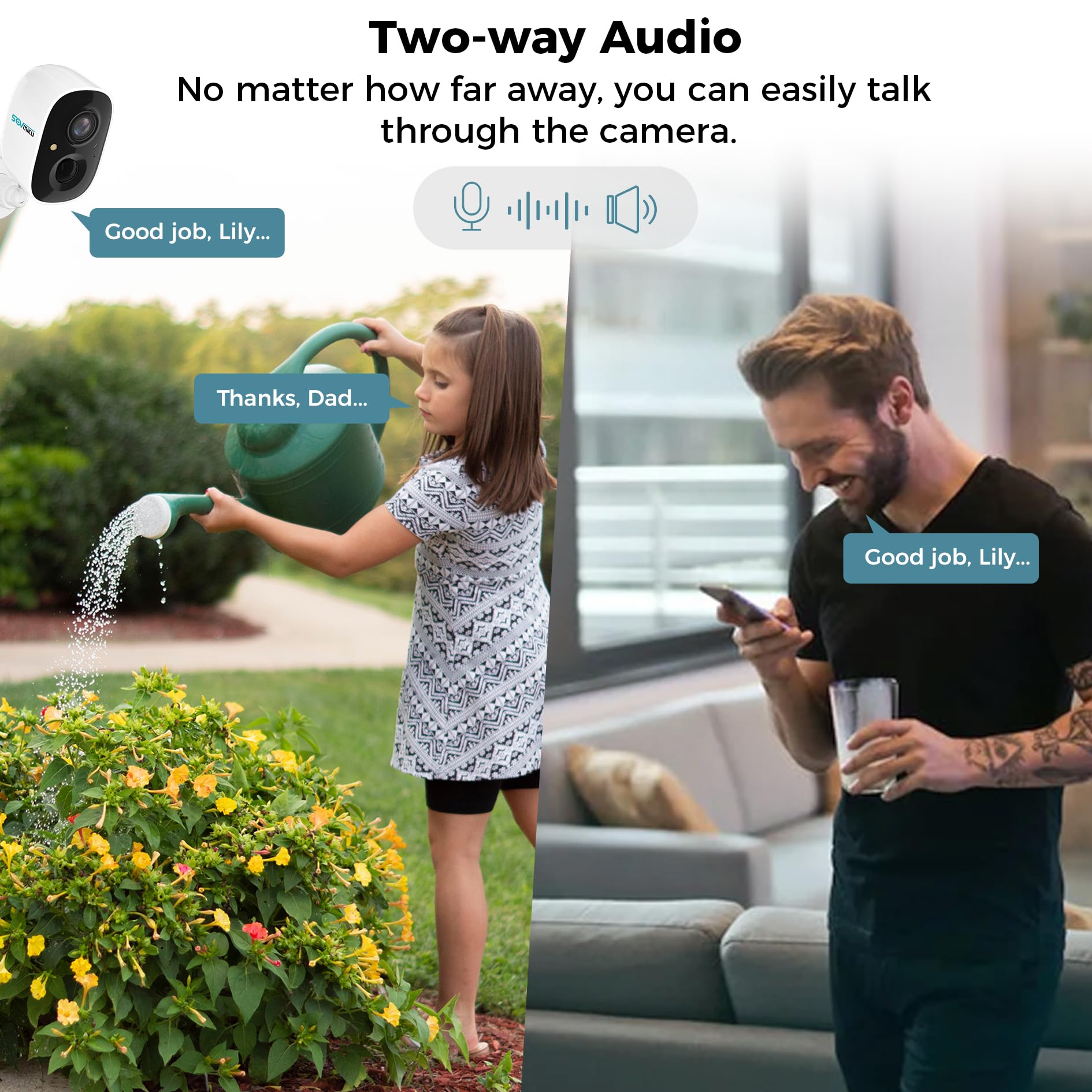 SOVMIKU 3CG6 2K Wireless Solar Security Camera Outdoor - PIR Motion Detection, Battery Powered, Easy Setup, 2-Way Audio, Alarm Siren, 2.4GHz WiFi, Color Night Vision, SD Card Slot - Ideal for Home Security, Garage Monitoring & Backyard Surveillance