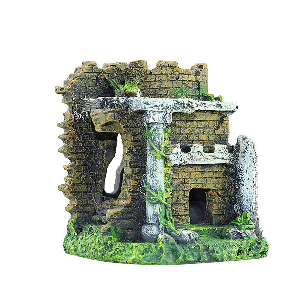 Balacoo Lifelike Resin Ruin Fish Tank Ornament - Aquarium Decorations for Fish Hiding, Desk Topper - Perfect for Home & Office Aquariums, Terrariums, and Decorative Displays