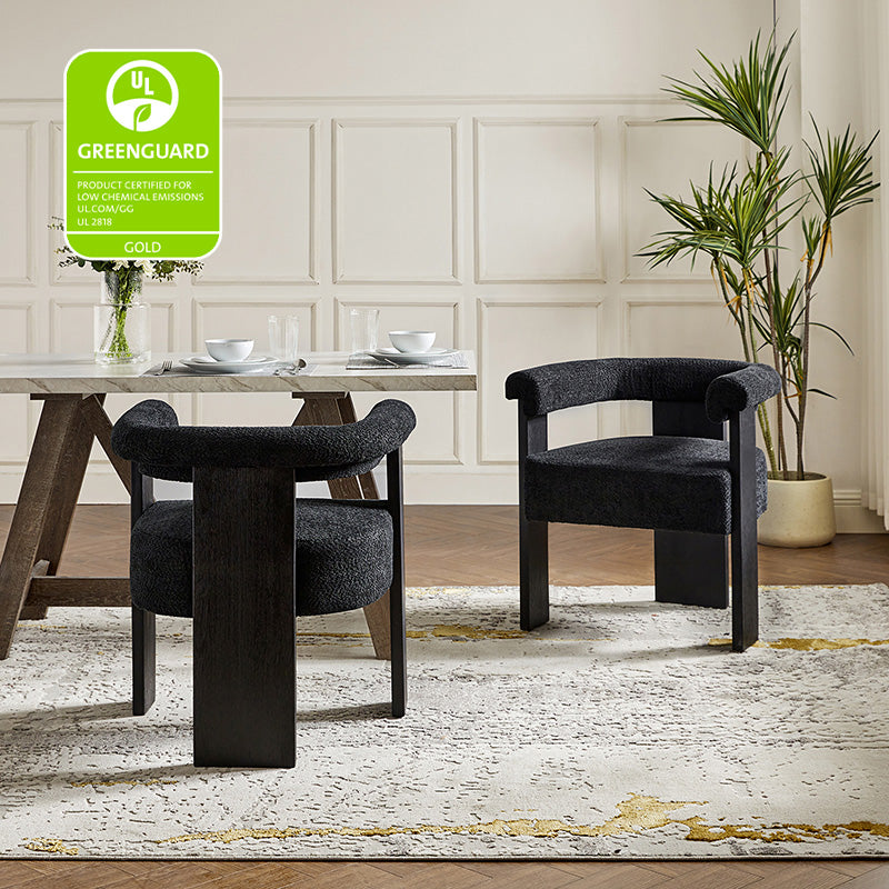 Fedor Boucle Dining Chair - Modern Upholstered Accent Chair for Kitchen, Dining Room, or Office - Soft Velvet Fabric & Sturdy Metal Legs - Elegant Home Decor & Comfortable Seating Solution