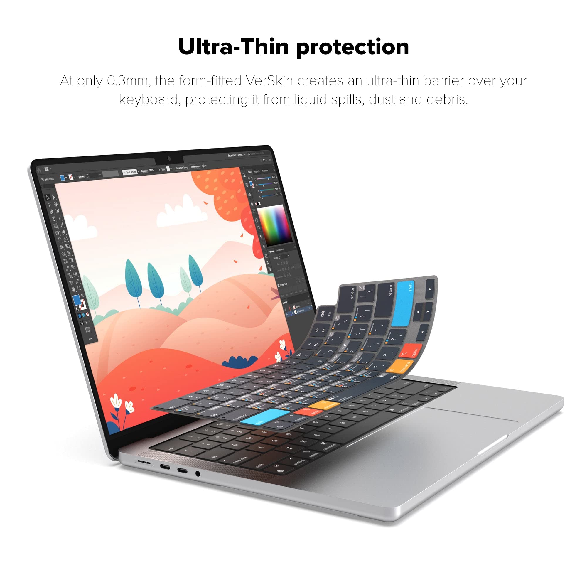 JCPal Adobe Illustrator Shortcut Keyboard Cover for MacBook Pro 14