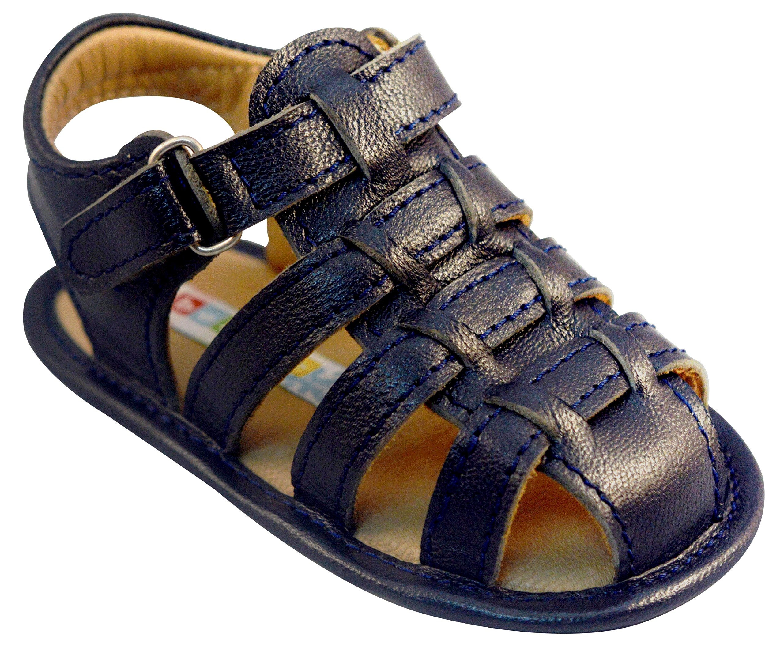 Bobblekids Baby Boys Leather Sandals with Iron Toe - Thomas Themed for Comfort & Style | Perfect for Outdoor Play & Casual Wear
