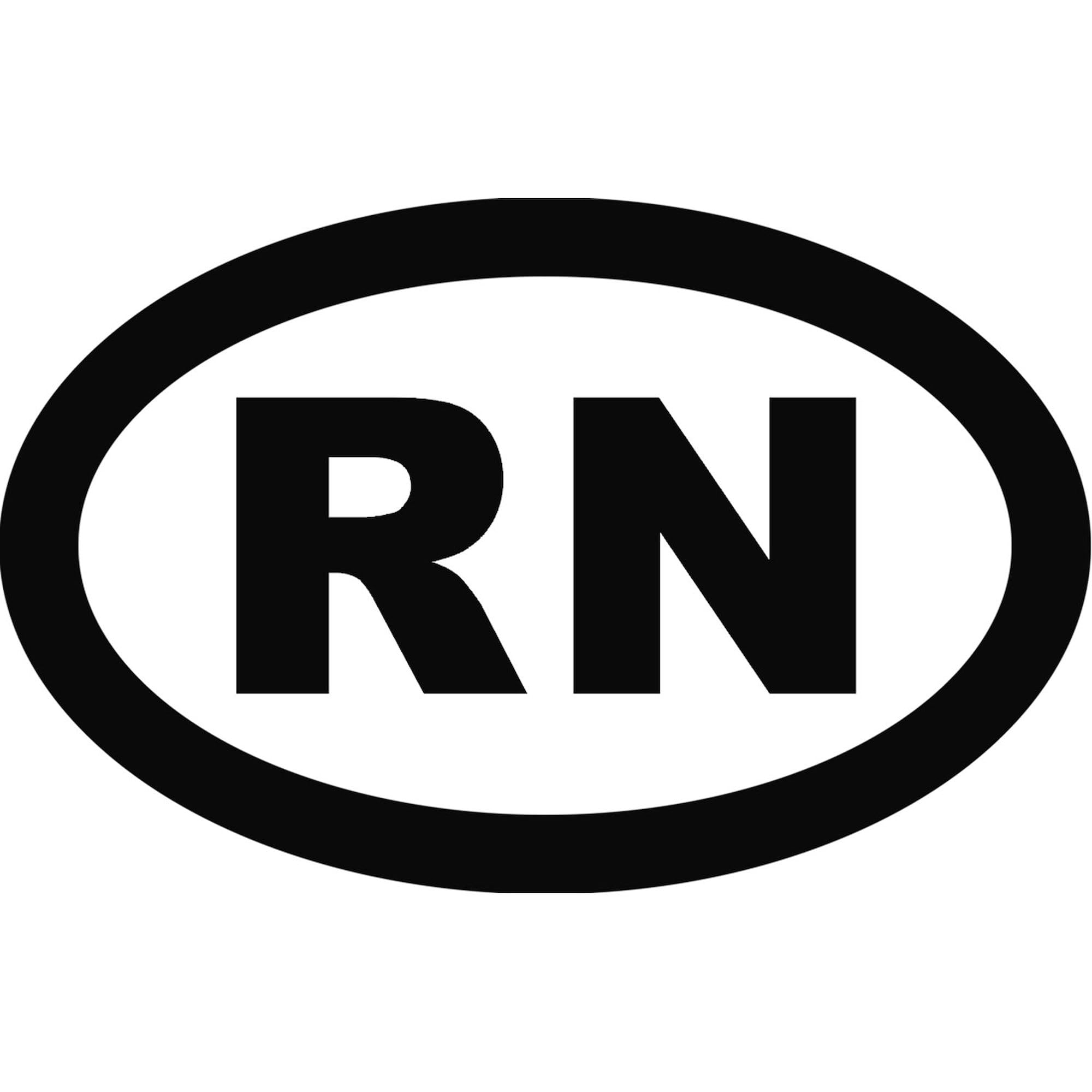 RN Oval Car Bumper Sticker - Durable Decal for Vehicles & Laptops