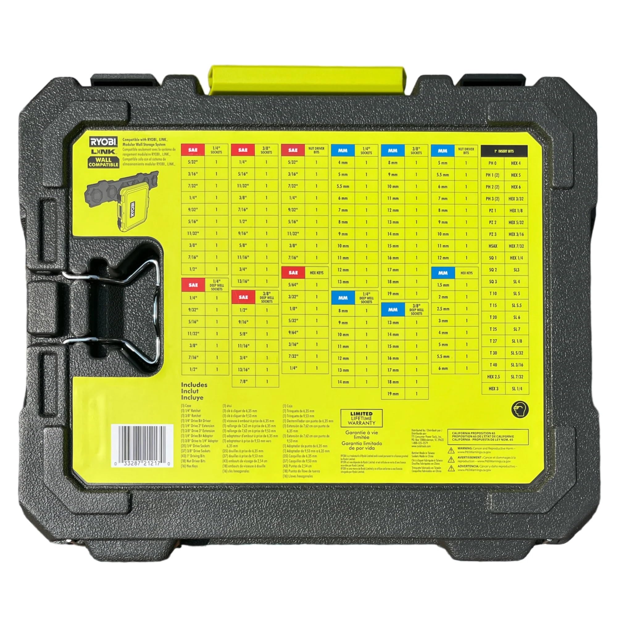 RYOBI 156-Piece Mechanics Tool Set - SAE & Metric Socket Set with LINK Technology - Perfect for Automotive Repair, DIY Projects & Home Maintenance