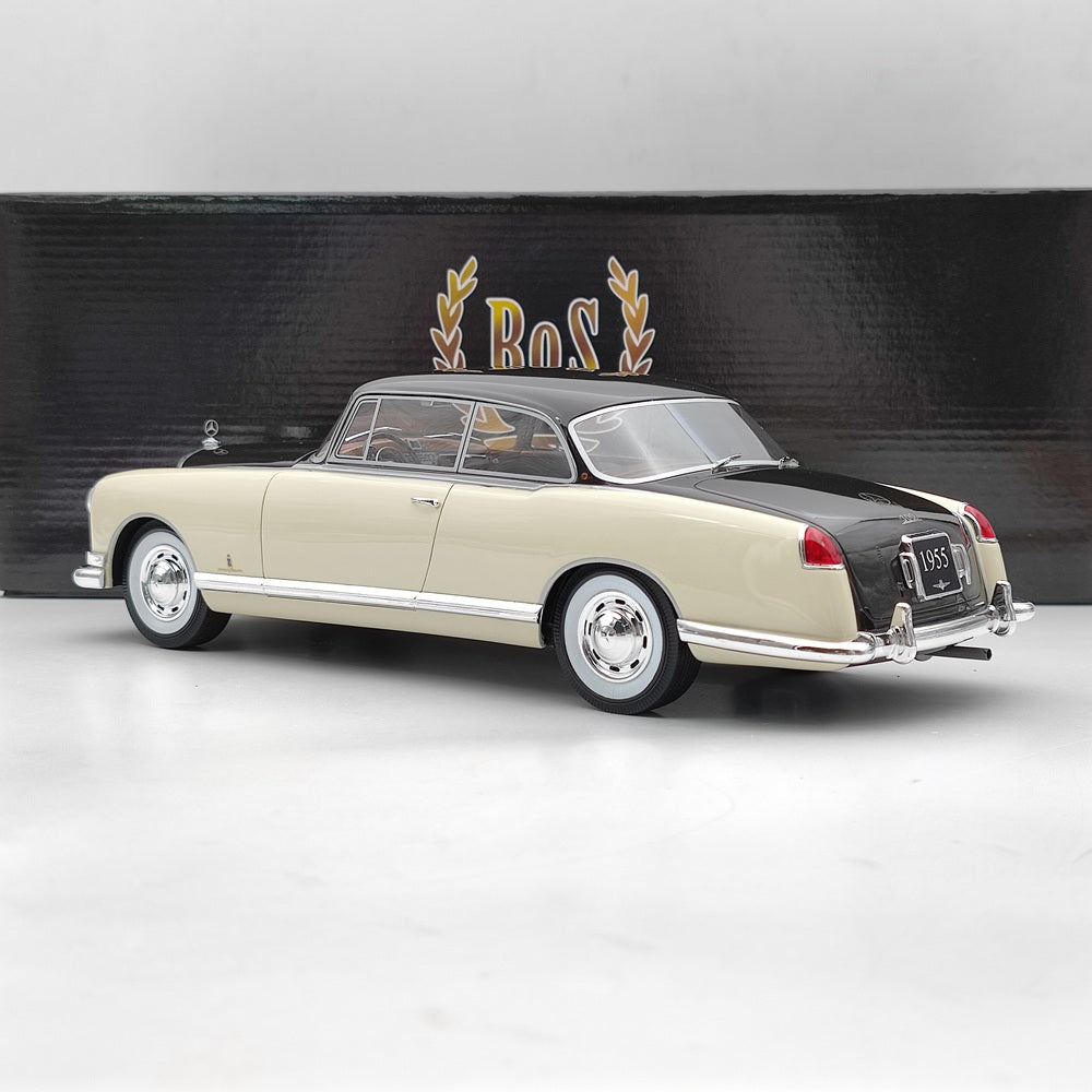 BOS 1/18 Scale Mercedes Benz 300B Pininfarina 1955 Limited Edition Black Resin Model Car - Collectible Vintage Diecast for Display & Gift Giving