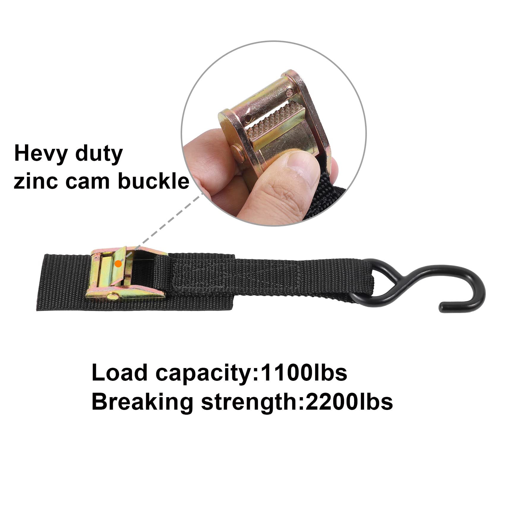 Ayaport 20FT Heavy Duty Cam Buckle Tie Down Straps - 2200lbs Break Strength with S Hooks - Secure Motorcycle, Kayak, Car, Truck, Dirt Bike - Ideal for Transport, Towing & Outdoor Adventures