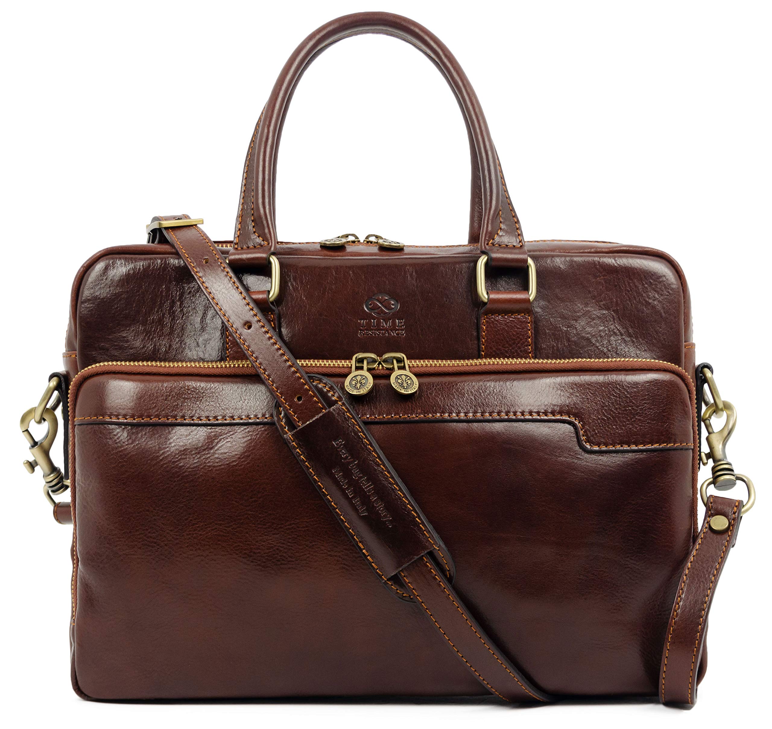 Premium Italian Handmade Leather Briefcase - Durable Time-Resistant Laptop Bag for Men & Women - Business Computer Bag for Office, Travel & Professional Meetings