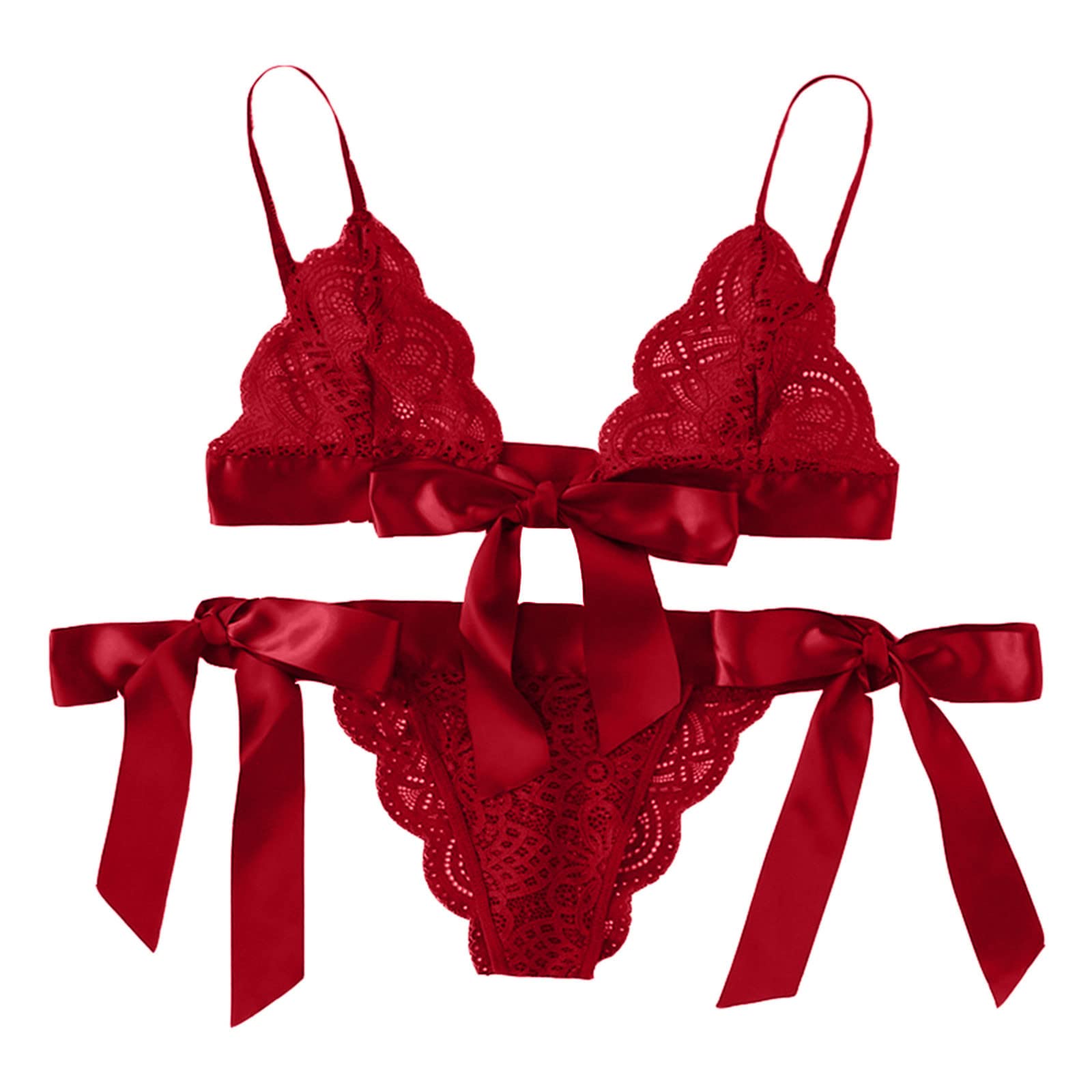 Valentine's Day Lingerie for Women - Sexy Bow Design Lace Babydoll with Spaghetti Straps | Romantic Nightwear for Couples, Anniversary Gift, Boudoir Photography