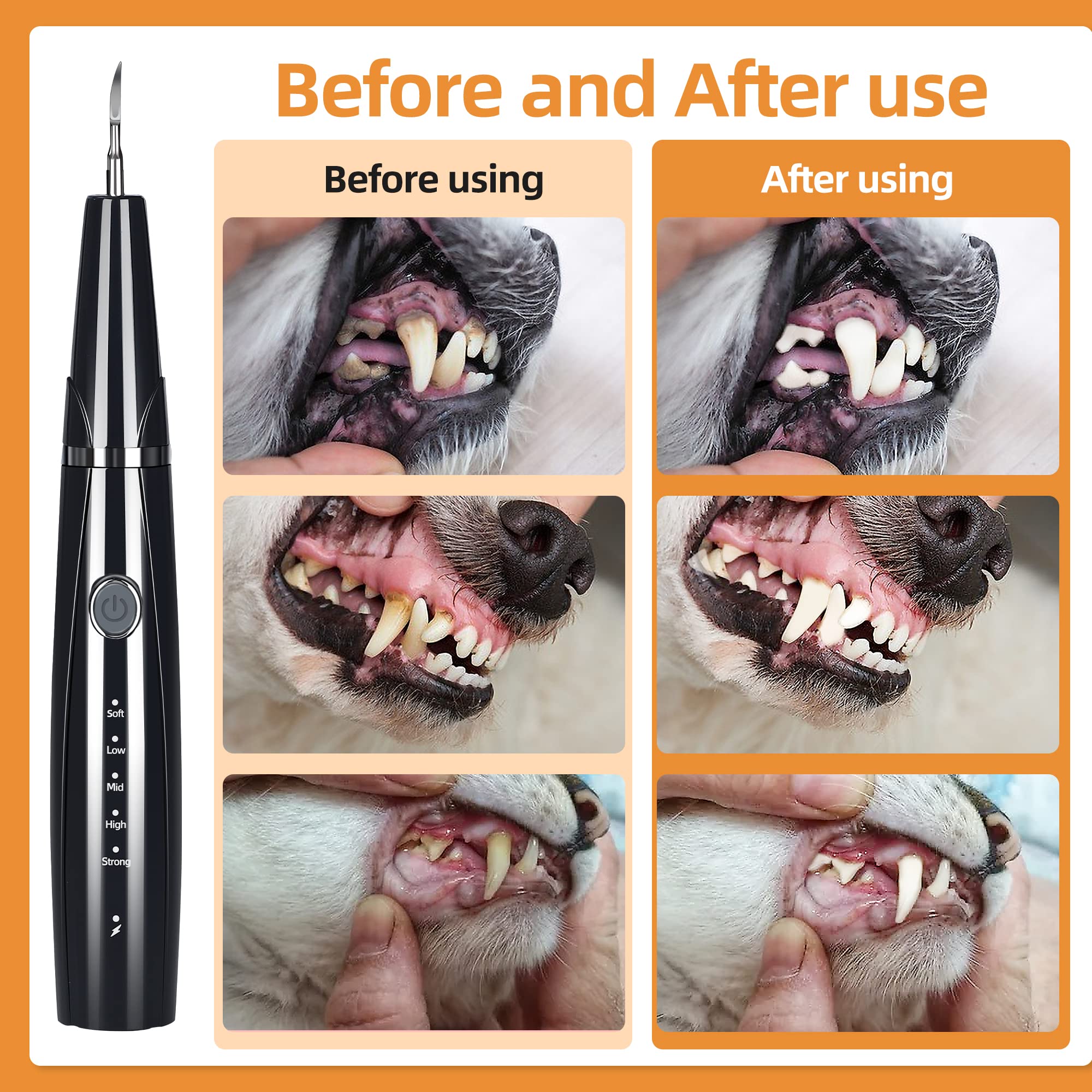Rechargeable Ultrasonic Dog Teeth Cleaner with LED Light - 5 Mode Pet Dental Scaler Kit with 3 Cleaning Heads - Plaque & Tartar Remover for Dogs & Cats - At-Home Pet Dental Care for Small, Medium & Large Breeds - Perfect for Daily Cleaning, Fresh Breath & Travel - Ideal for Home Use, Grooming Salons & Vet Clinics - Great for Pet Owners, Travel & Professional Care - Best for Home Dental Care, Travel Grooming & Veterinary Use