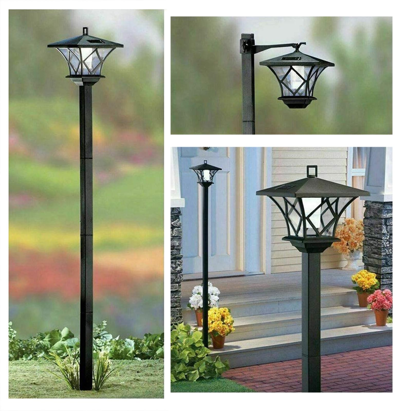 Vintage Solar Outdoor Post Lights - Decorative Pole & Floor Lamp for Patio, Garden, Backyard, Front/Back Door | Weather-Resistant Solar-Powered Lighting for Pathways, Driveways & Outdoor Decor