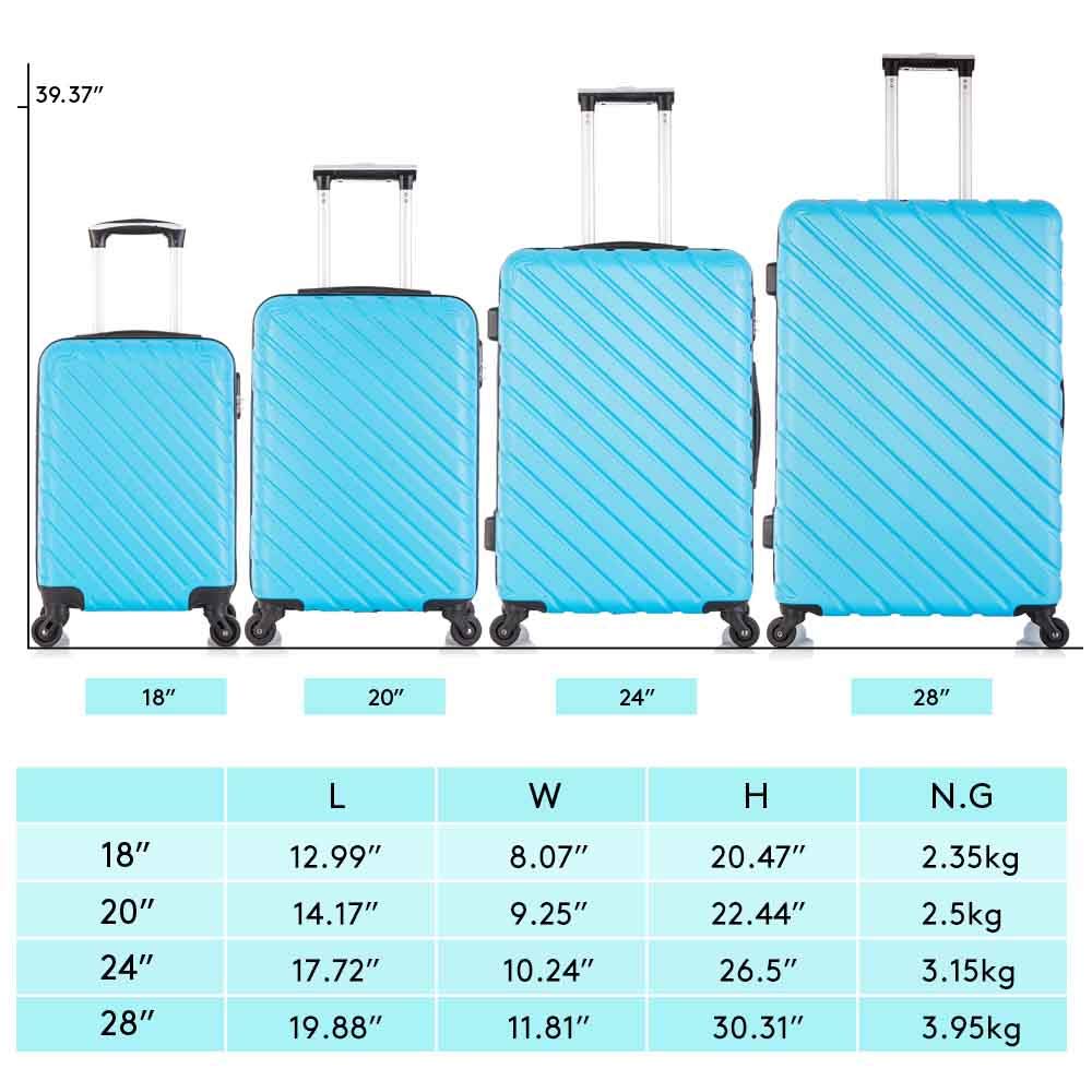 Apelila ABS Hardshell Luggage Set with 360° Spinner Wheels - 4-Piece Carry-On Suitcases (Sky Blue) | Perfect for Air Travel, Business Trips & Family Vacations