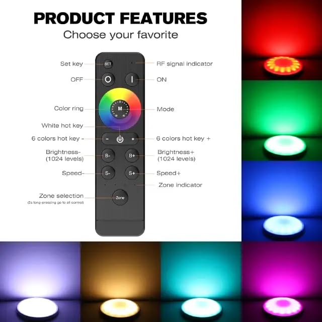 Asooll 2 Pack 12V RGB LED RV Ceiling Lights - Dimmable Dome Interior Lights with Wireless Sync for Travel Trailers, Campers, Vans & Boats | Perfect for Nighttime Ambiance and Interior Lighting