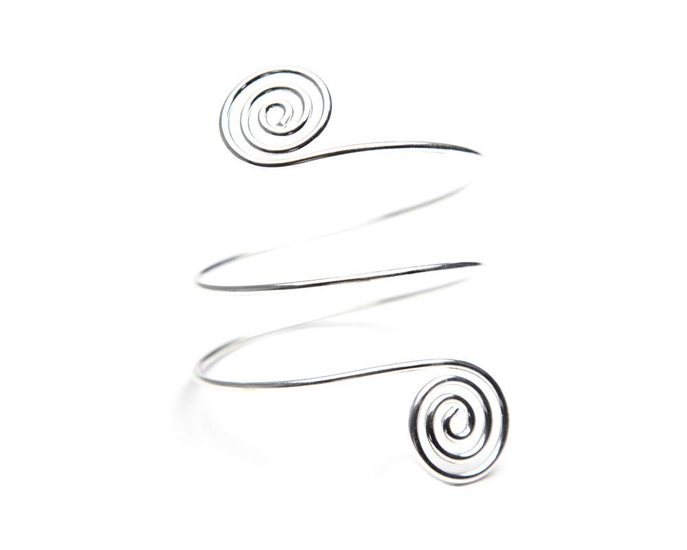 Elegant Silver Swirl Leaf Arm Cuff Bracelet for Women - Boho Chic Armband Jewelry for Parties, Weddings & Everyday Wear