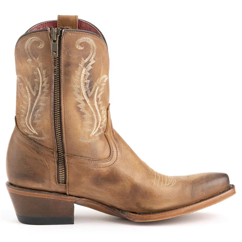 Italia Men's Santa Fe Square Toe Casual Boots - Mid Calf Western Cowboy Boots for Men, Brown Leather Comfortable Work Boots | Perfect for Riding, Outdoor Activities & Country Style Fashion