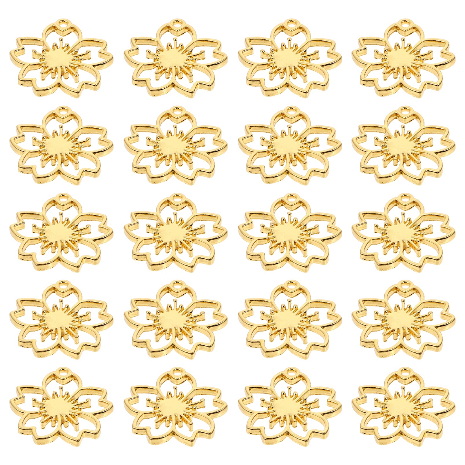 Healifty 20pcs Alloy Bezel Pendants for Resin Jewelry Making - DIY Flower Charms & Frames