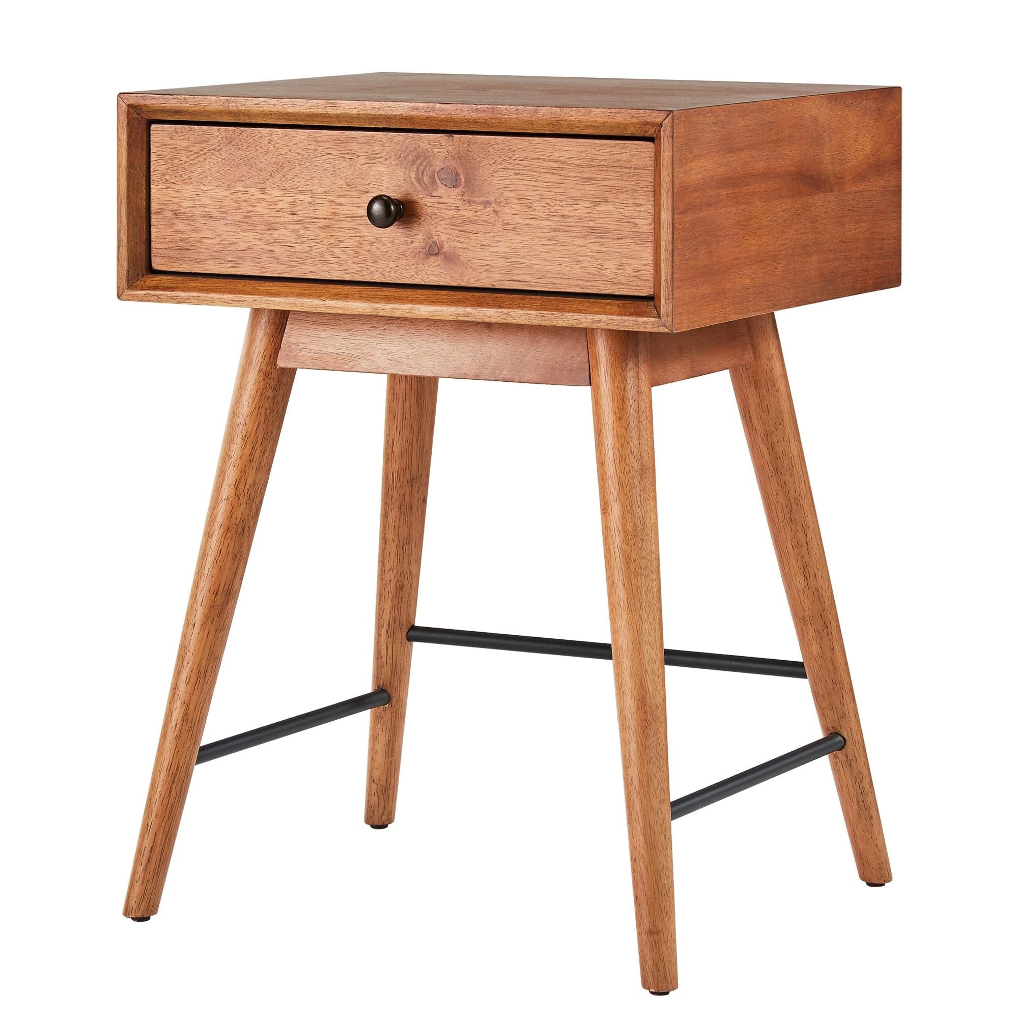 Modern Brown Wood Accent Tables Set - Inspire Q Aksel End Table & Coffee Table with Rubberwood Veneer for Living Room, Bedroom, or Office Decor