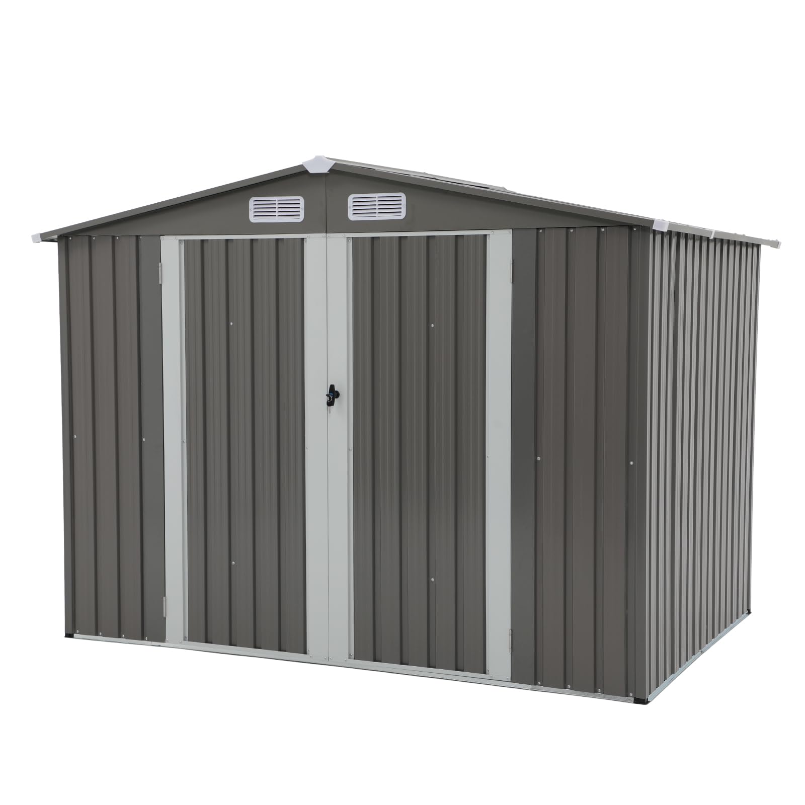 Verano Garden 8x6 FT Galvanized Steel Outdoor Storage Shed with Double Lockable Doors - Durable Metal Tool Shed for Backyard, Patio, Lawn & Garden Organization | Perfect for Storing Lawn Mowers, Gardening Tools & Outdoor Equipment