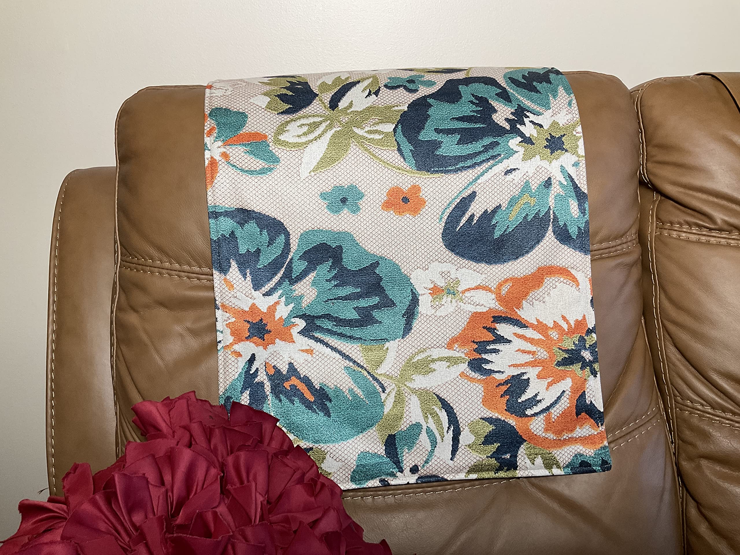 Bittlemen Floral Headrest Cover - Reversible Slipcover for Sofas, Loveseats, Recliners & RV Furniture - Colorful Flower Design Protector for Theater Chairs, Living Room, Beach House & Sunroom Decor - Perfect for Home, Travel & Outdoor Use