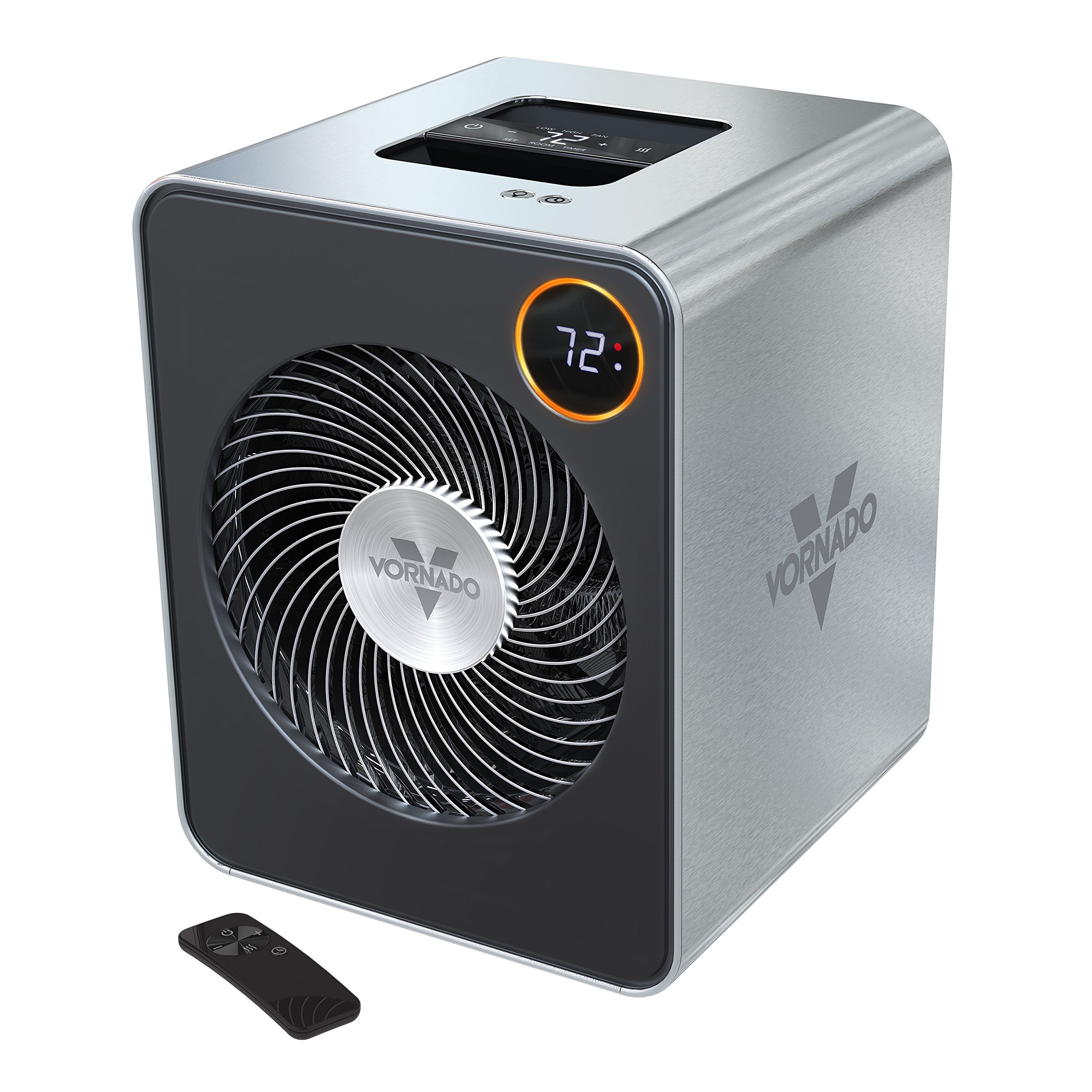 Vornado VMH600 Stainless Steel Whole Room Space Heater with Digital Thermostat & Remote Control - 1500W Energy Efficient Metal Heater for Living Room, Bedroom, Office & Home Use