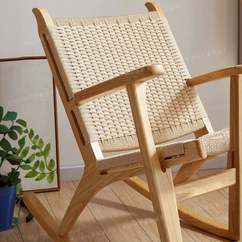 Comfortable Wooden Front Porch Rocking Chair with High Back Support - Perfect for Relaxing on Your Patio, Deck, or Garden