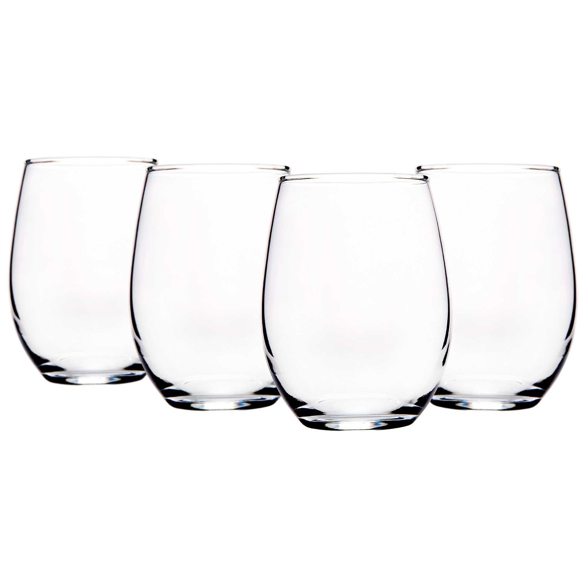 Premium Stemless Red Wine Glasses Set of 4 - Elegant Black for Home Bar, Dinner Parties & Gifts - Shatter-Resistant Lead-Free Crystal Glassware for Cabernet, Merlot & Chardonnay