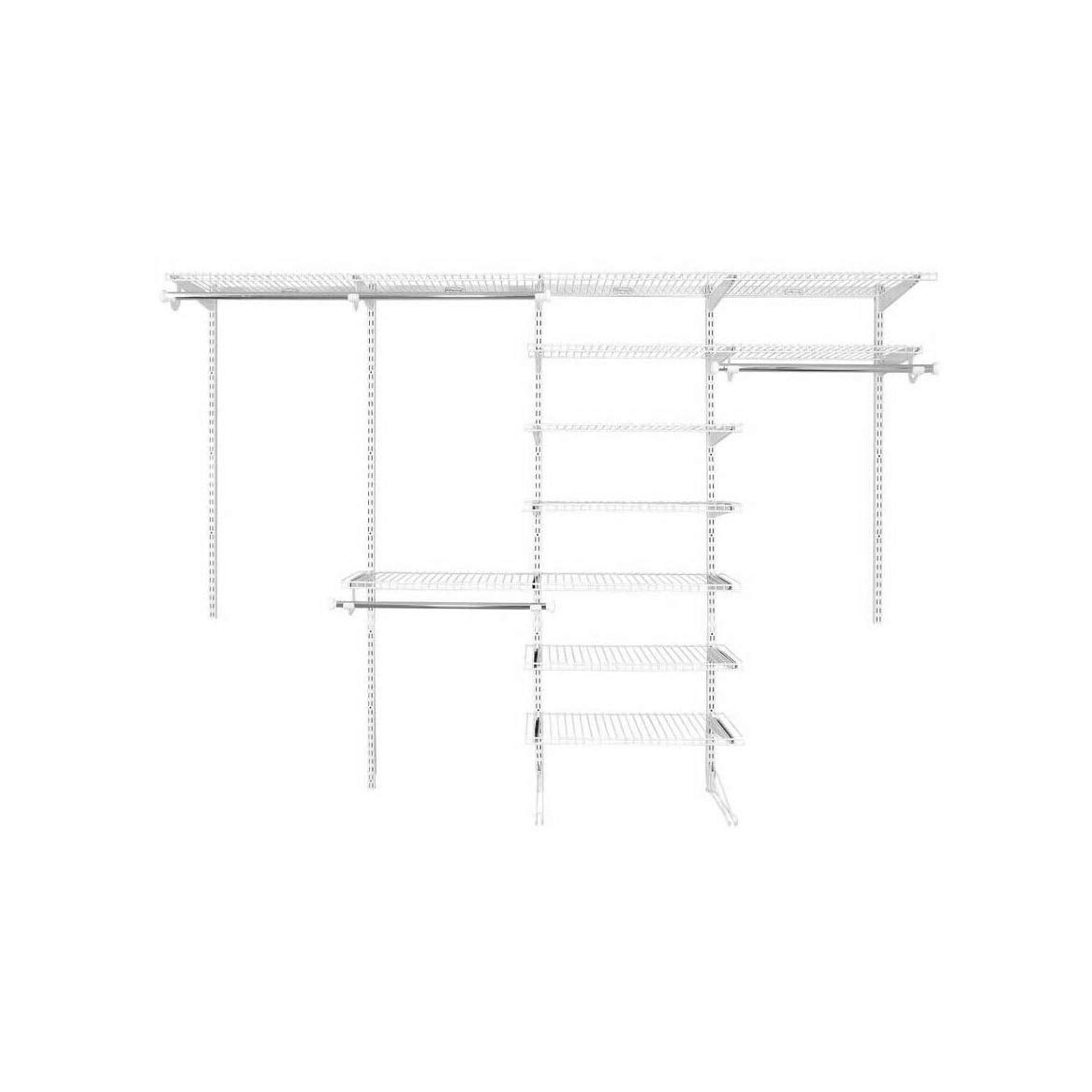 Rubbermaid Configurations Custom Closet Kit - 6 to 10 Ft Adjustable Metal Wire Shelving System with White Finish | Expandable Storage Solution for Home Organization | Perfect for Closet, Pantry, Laundry Room & Mudroom Organization | Includes All Hardware for Easy Installation