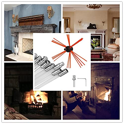 SWEPART Chimney Sweep Brush Kit - Electric Rotary Drill Drive Chimney Cleaning System with Nylon Flexible Rods (12M) for Fireplace, Pellet Stove & Wood Stove Maintenance - Perfect for Home Chimney Cleaning and Fireplace Maintenance