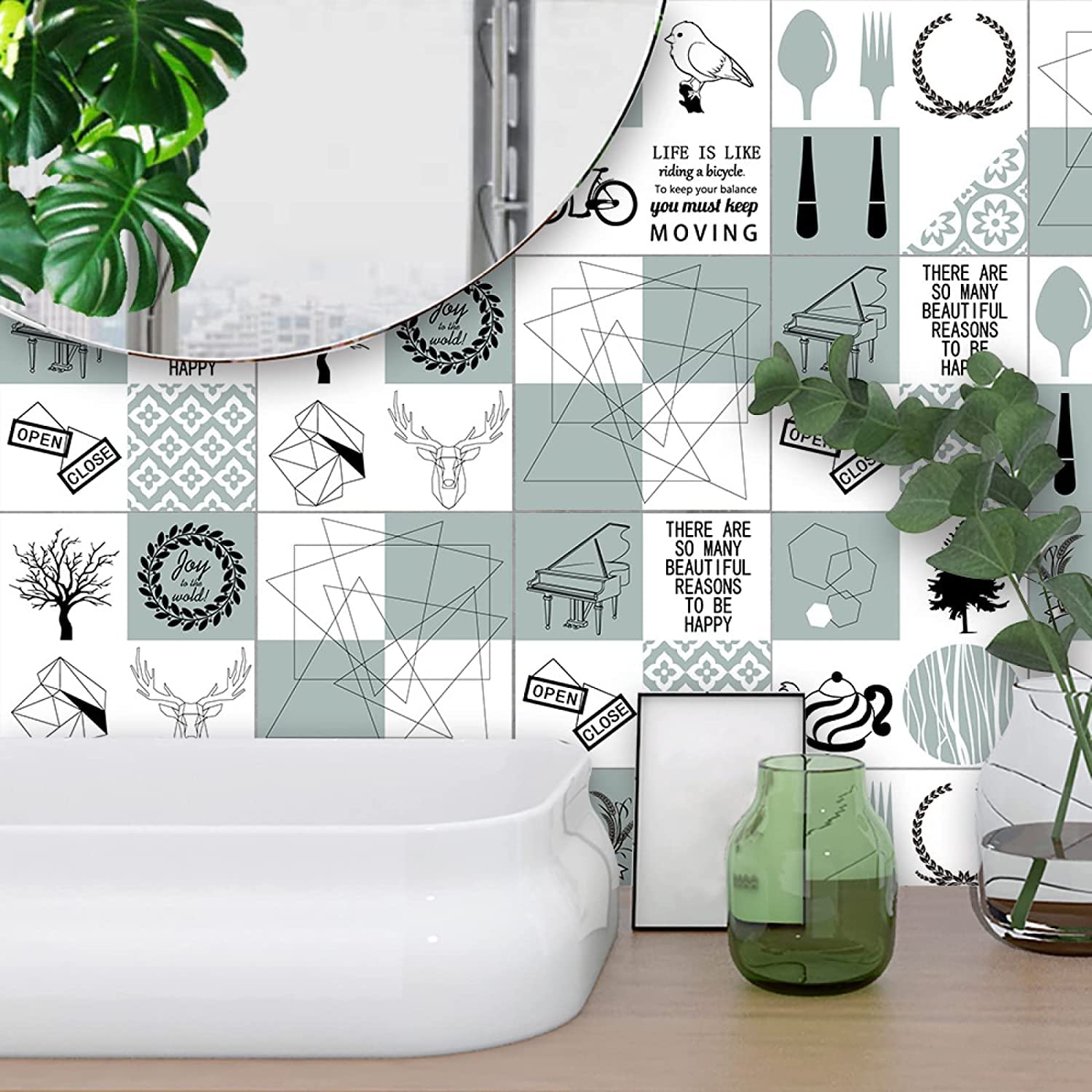 10-Pack 15cm x 15cm Marble Tile Stickers - Self-Adhesive Peel & Stick Wall Tiles for Kitchen Backsplash, Bathroom, and Home Decor - Waterproof & Easy to Install
