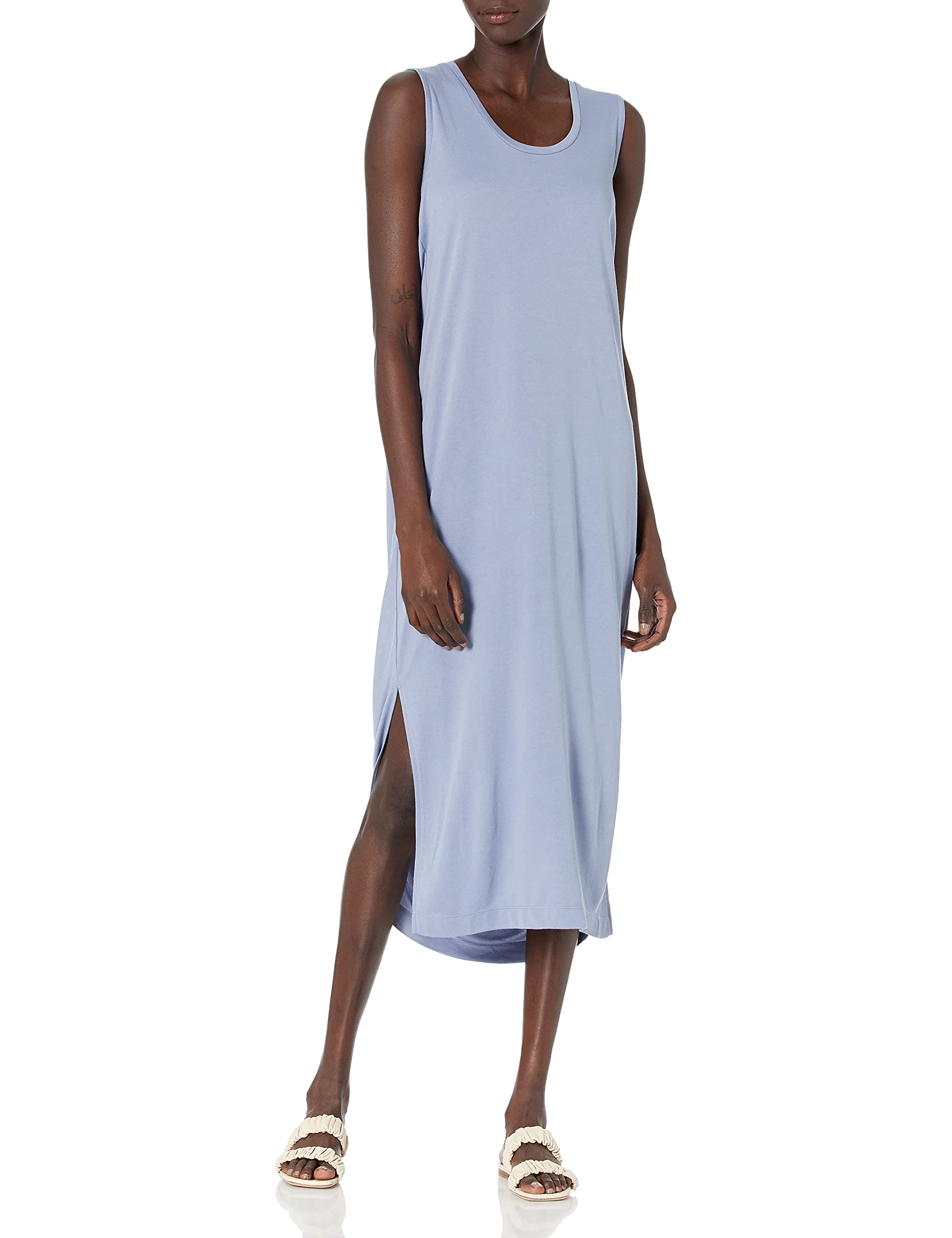 Eco-Friendly Women's Sleeveless Crew Neck Cape Maxi Dress - Sustainable Summer Beach Dress for Vacation, Wedding & Casual Wear