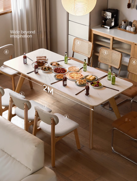Solid Oak Wood Modern Dining Table - Rustic Farmhouse Style for Kitchen, Dining Room & Small Spaces