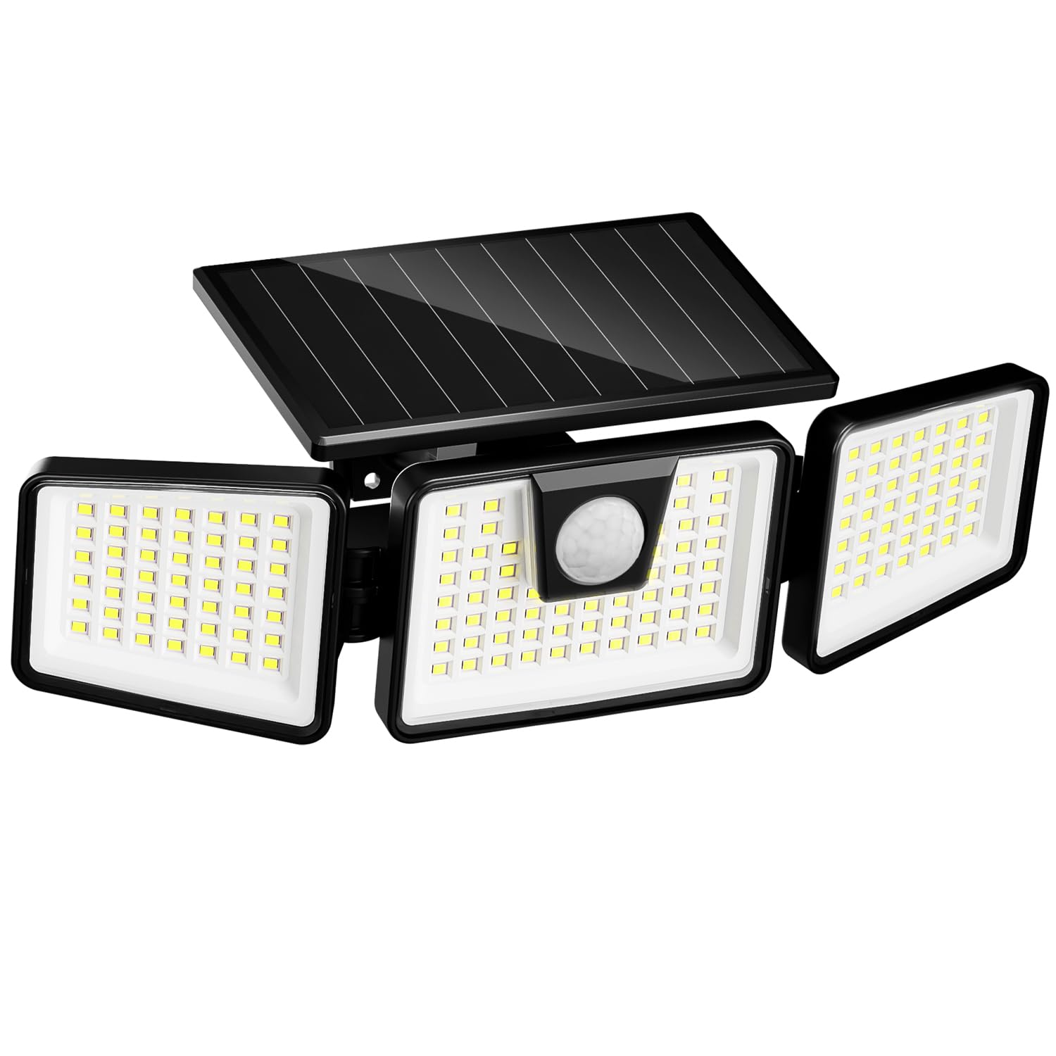 INCX Solar Motion Sensor Lights Outdoor - 3 Head 156 LED Solar Powered Security Flood Lights with Motion Detection for Patio, Yard, Garage & Entryways | IP65 Waterproof (1 Pack) - Perfect for Home Security & Nighttime Illumination