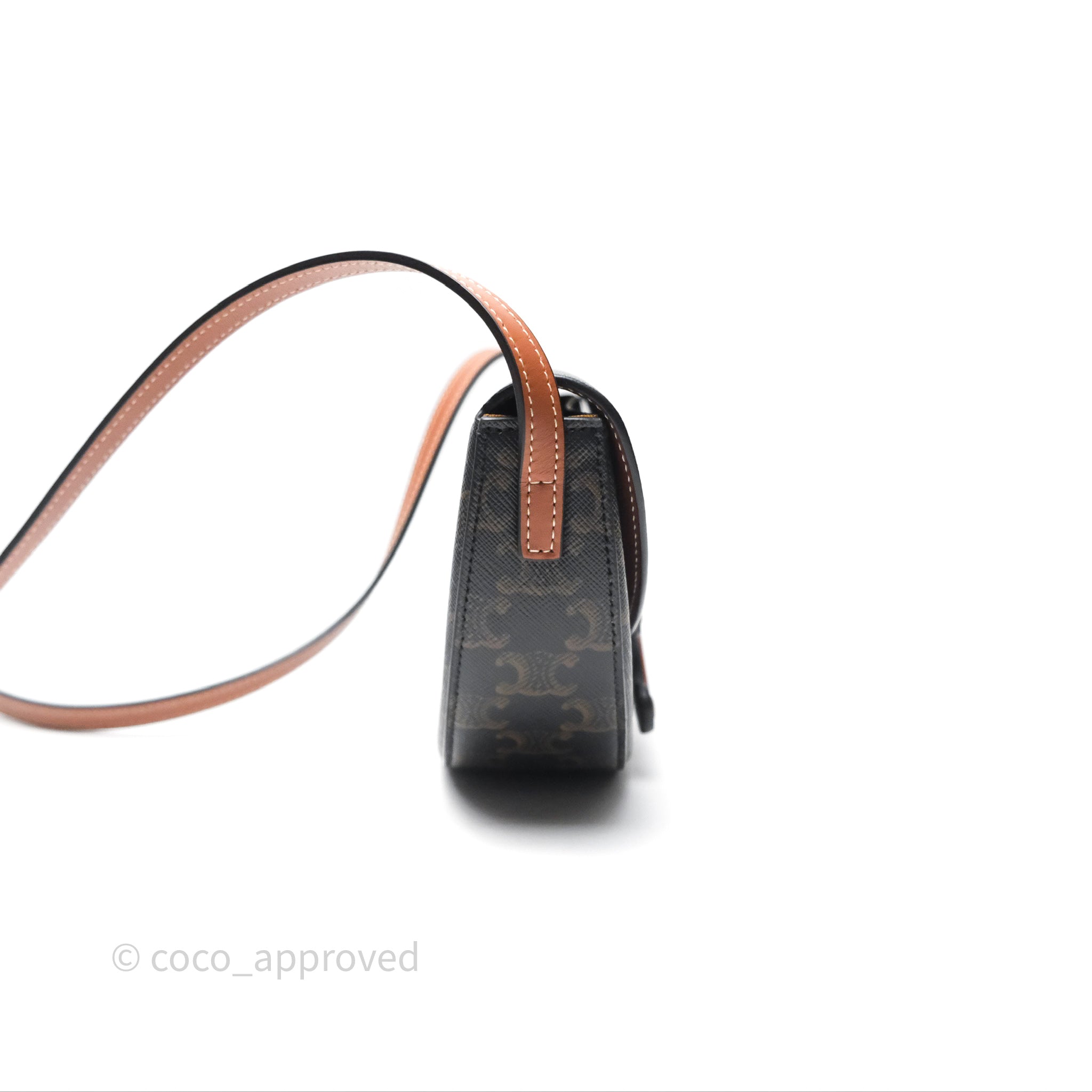 Celine Triomphe Canvas Leather Crossbody Bag in Tan - Stylish and Elegant for Work, Travel & Everyday Use