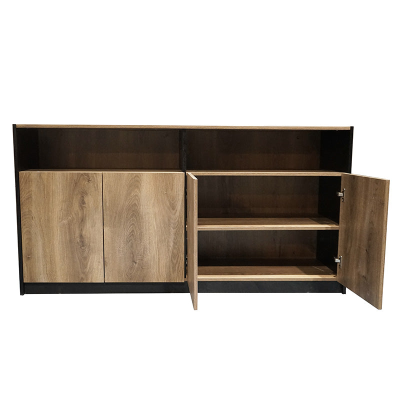 ARTO 157cm Black Concrete Credenza Cabinet - Modern TV Stand, Storage Console for Living Room & Bedroom