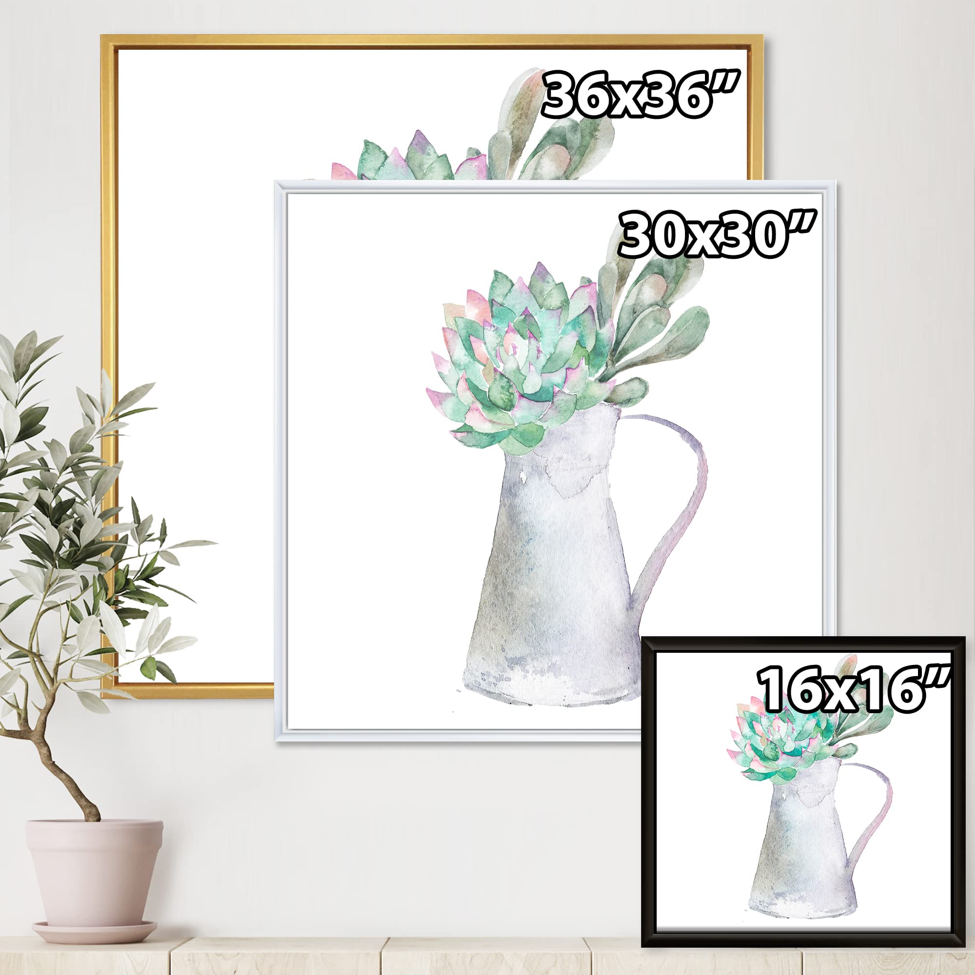 DesignQ Succulent Plant Framed Canvas Wall Art - Modern Home Decor for Living Room, Bedroom & Office - Perfect Housewarming Gift for Plant Lovers