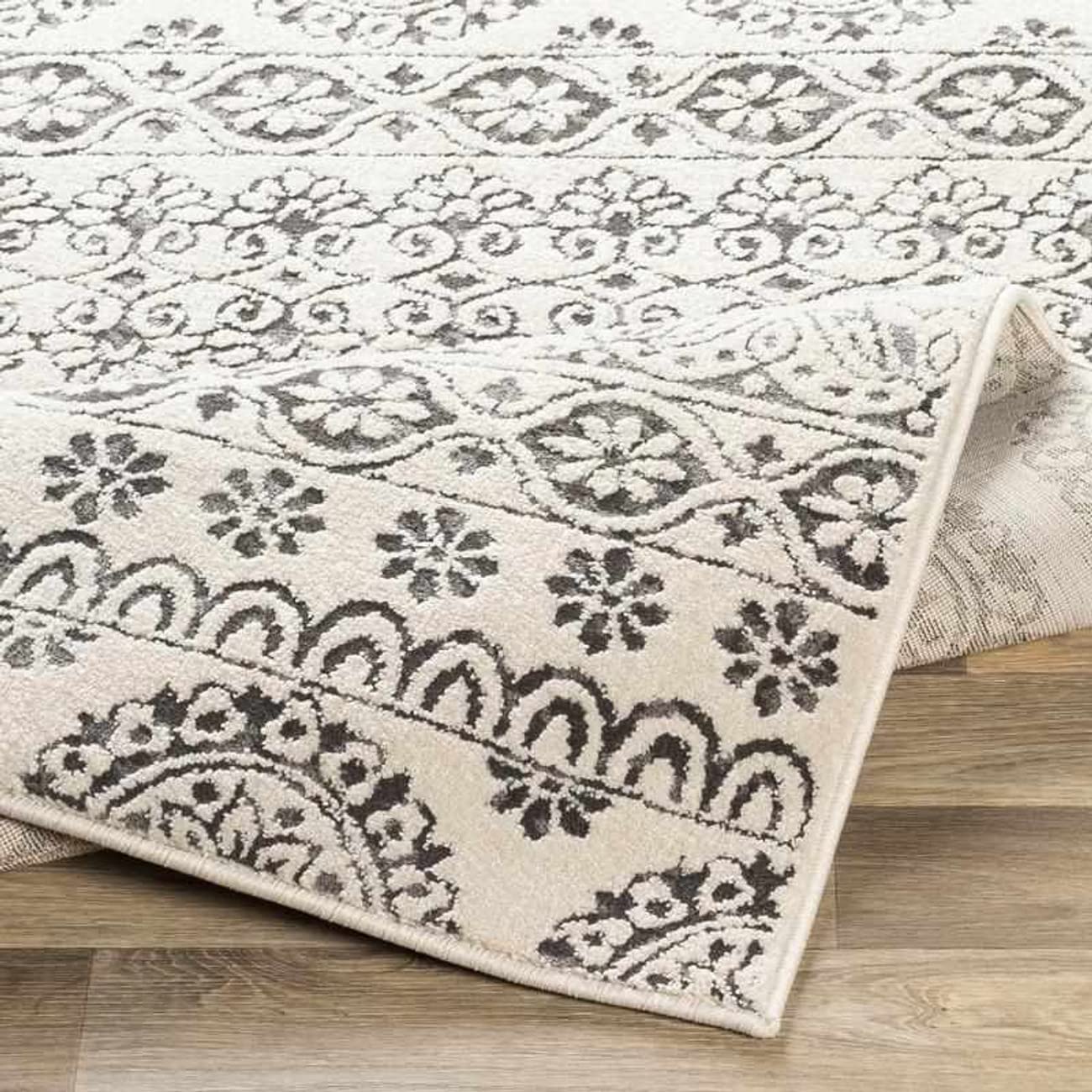 Mark&Day 8x10 Traditional Charcoal Area Rug - Soft & Durable Beige Black Carpet for Living Room, Bedroom, Kitchen | Perfect for Home Decor, Cozy Spaces & High Traffic Areas (7'10